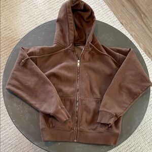 Brown Cuffed Sleeve Long Sleeve Hoodie
